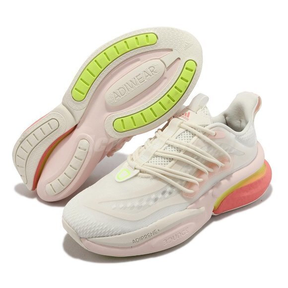 NEW adidas AlphaBoost V1 Off White Wonder  Lucid Lemon Women Running Shoe Size 7 - Picture 1 of 7